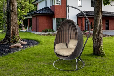 Подвесное кресло-кокон SEVILLA из ротанга белый, бежевый подушка  (ID#10806876), цена: 337 руб., купить на Deal.by