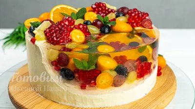 Как украсить торт желе с фруктами фотографии
