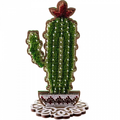 Мастер-класс плетения кактуса с цветком из бисера с подробными схемами