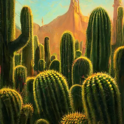 Мексика,огромные кактусы пустыни,3д…» — создано в Шедевруме