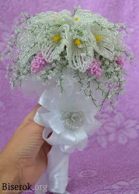 Свадебный букет / Цветы / Biserok.org | Цветы своими руками, Свадебная  брошь с букетиком, Свадебный букет