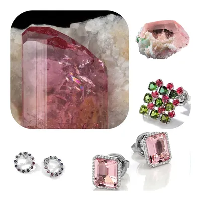 куча драгоценных камней зеленого и розового цвета, 3d рендеринг изумрудно  розового кристалла, изолированного на черном фоне, драгоценных камней фон  картинки и Фото для бесплатной загрузки