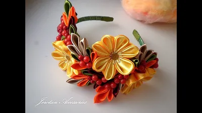 МК Осенний ободок канзаши/ Autumn headband kanzashi | Flower crafts, Fabric  flowers, Ribbon sculptures