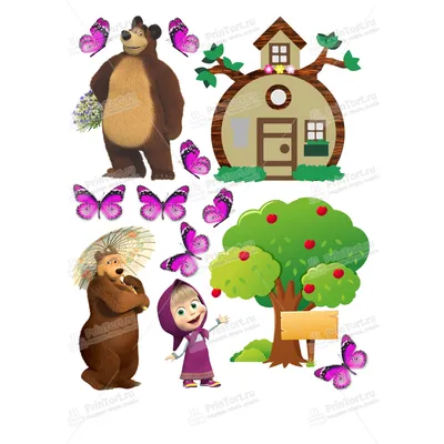 Медвежонок и Маша на прекрасных капкейках - бесплатное скачивание для личного использования 
