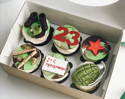 Капкейки на 23 февраля военному — купить по цене 240 руб. | Интернет  магазин Promocake Москва