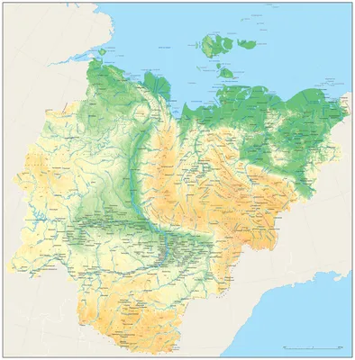 Республика Саха-Якутия. Физическая карта - Регионы - Каталог | Каталог  векторных карт
