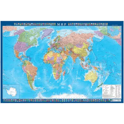Купить Политическая карта Мира Атлас Принт, масштаб 1:34 00 000, 1000*700  мм, ламинированная: в Алмате, Астане • Цена на Офис Эксперт - oe.kz