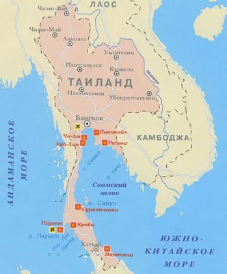 Паттайя на карте Тайланда - s-Thai.ru