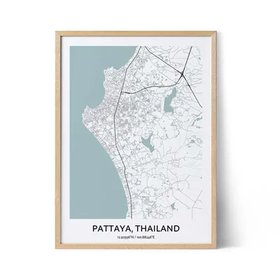 Pattaya, Chonburi, Thailand Crazy Colorful Street Map Poster Template -  HEBSTREITS