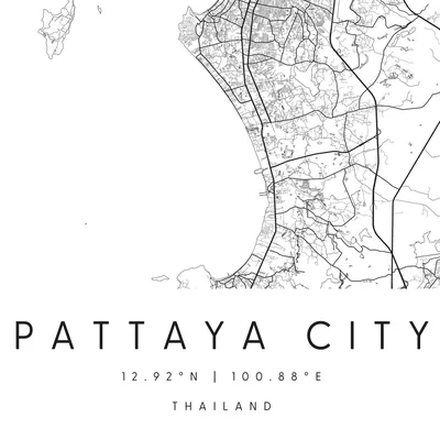 Подробная карта Паттайи (Тайланд) с отелями и пляжами