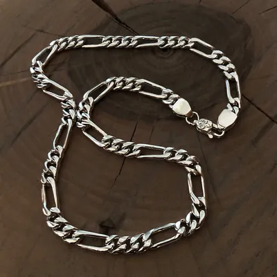 Серебряная цепочка, плетение Картье (Фигаро) 3+1, родированая, ширина 0,8  см - купить в Ювелирном магазине Silveroff