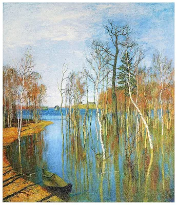 Купить Репродукция на холсте \"Левитан. Весна - большая вода. 1897\" в  интернет-магазине Третьяковской галереи