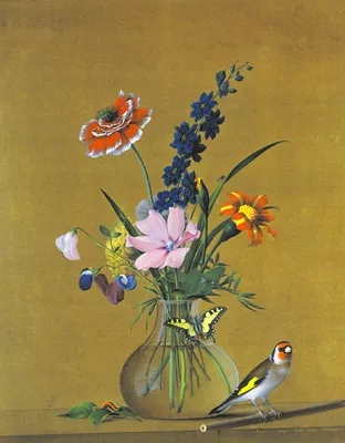 Сочинение по картине Толстого Букет цветов, бабочка и птичка