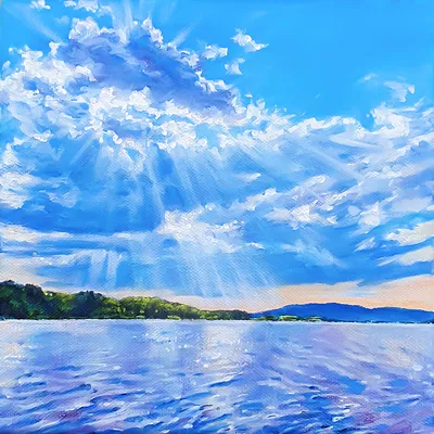 Картина маслом на холсте \"Лучи сквозь облака\" 👑 Hvalina.Ru