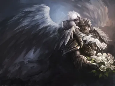 Обои Паладина обнимает девушка-ангел / арт к игре World Of Warcraft на  рабочий стол | Angel painting, Fantasy art angels, World of warcraft