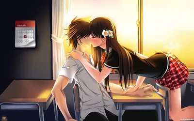 Картинка 1024x640 | Девушка наклоняется над партой, чтобы поцеловать парня  сидящего сзади | Парень и девушка, Аниме, Любовь, Поцел… | Аниме, Поцелуй, Парень  девушка