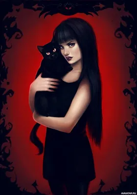 Картинки девушка с черной кошкой фотографии
