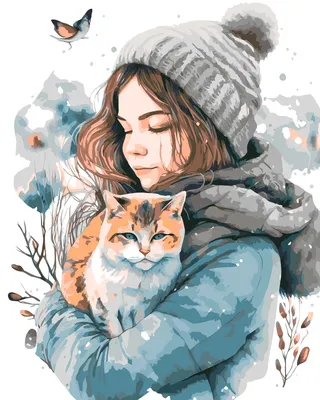 Картинки девушка с котенком фотографии