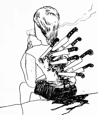 Девушка с ножом в аниме Яндере - обои для рабочего стола, картинки, фото