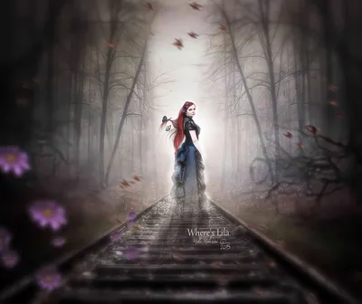 Фото По железнодорожному пути уходит вдаль девушка привидение, Weres Lila