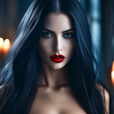 Красивая девушка вампир с длинными …» — создано в Шедевруме
