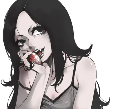 Девушка-вампир, волосы чёрные …» — создано в Шедевруме