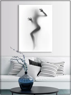 Картина на стену для интерьера \"Силуэт девушки за стеклом\" на натуральном  холсте 30*40 см - купить по низкой цене в интернет-магазине OZON (484178217)