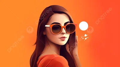 анимация девушки в солнечных очках на оранжевом фоне, крутые идеи для  аватарки, профиль, идея фон картинки и Фото для бесплатной загрузки