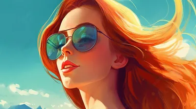 красивая девушка с длинными рыжими волосами носит солнцезащитные очки,  летние аватарки, профиль, лето фон картинки и Фото для бесплатной загрузки