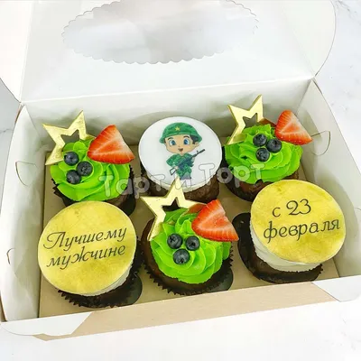 Капкейки на корпоратив 23 февраля — купить по цене 240 руб. | Интернет  магазин Promocake Москва