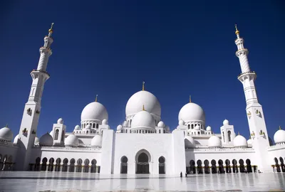 Обои Мечеть шейха Заида (Абу-Даби, ОАЭ) Города Абу-Даби (ОАЭ), обои для рабочего  стола, фотографии мечеть, шейха, заида, абу, даби, оаэ, города, минарет,  ислам, купола, белый Обои для рабочего стола, скачать обои картинки