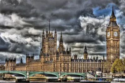 Скачать обои и картинки лондон, биг бен, big ben, мост, вода, вечер для рабочего  стола в разрешении 1600x900