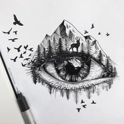 Картинки для срисовки черной ручкой (38 фото) | shutniki.club | Ink pen  drawings, Stippling art, Nature drawing