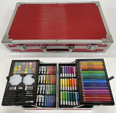 Набор для рисования в Чемодане Творчества с красками, карандашами,  фломастерами, 144 предмета, цвет красный - купить с доставкой по выгодным  ценам в интернет-магазине OZON (472509325)