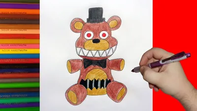 How to draw nightmare Freddy Plush, Как нарисовать кошмарного Фредди Плюш -  YouTube