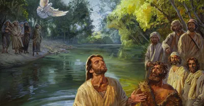 Икона Крещение Иисуса Христа резная из дуба купить.