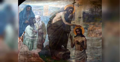 Предпросмотр схемы вышивки «Крещение Иисуса Христа» (№2500200) - Вышивка  крестом