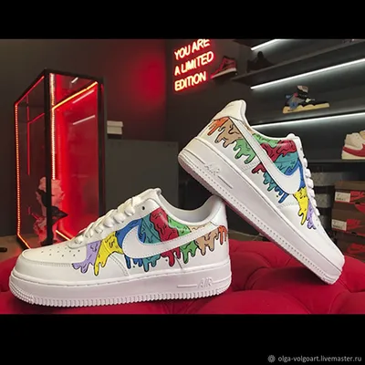 Кроссовки белые, кастом кроссовок Nike Air Force,радуга,ручная роспись в  интернет-магазине Ярмарка Мастеров по цене 9000 ₽ – SFVSERU | Кроссовки,  Волжский - доставка по России