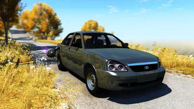 Night shot of a lada priora with cat eye headlights on Craiyon