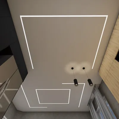 Натяжной потолок с световыми линиями в виде квадратов НП-1252 - цена от 880  руб./м2