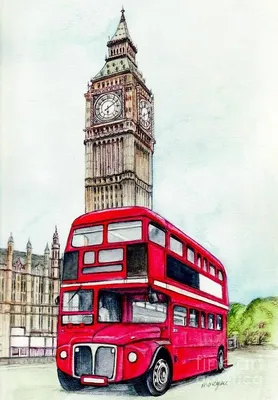 Рисуем лондонский автобус. Скетчинг. - YouTube