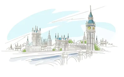 Иллюстрация Лондона акварели Символы Великобритании нарисованные рукой  Иллюстрация штока - иллюстрации насчитывающей европа,  достопримечательностью: 94601791