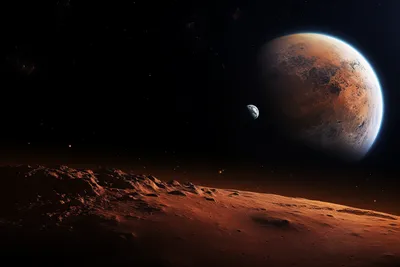 Планета Марс в космосе с яркой звездной ночью Вид спереди планеты марс из  космоса с красивой галактикой Полностью- вид Марса 4k Иллюстрация штока -  иллюстрации насчитывающей повреждает, земля: 200289081