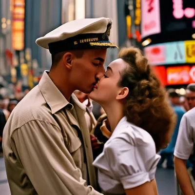 Пара воссоздала поцелуй моряка и медсестры на Таймс-сквер