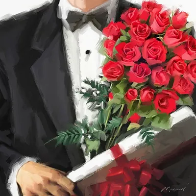 мужчина дарит букет цветов на день рождения розы цветочные PNG , подарок,  матери, день PNG рисунок для бесплатной загрузки