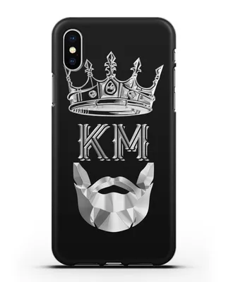 Чехол с короной и инициалами для мужчины с серебряным рисунком для iPhone X  силиконовый купить недорого в интернет-магазине