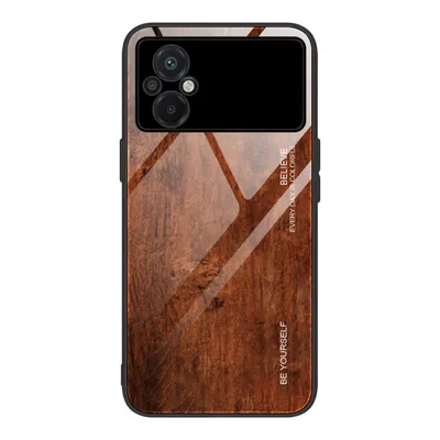 Противоударный чехол Wood Grain Glass на Xiaomi Poco M5 - темно-коричневый  купить в Киеве, Одессе, цена в Украине | CHEKHOL