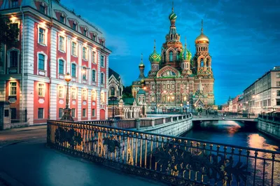 Красивое фото Санкт-Петербург вечером - обои на рабочий стол