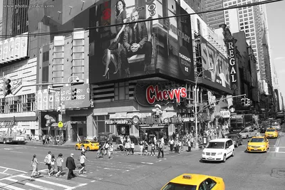 Нью-Йорк чёрно-белое\" Фотообои на стену. Картина на холсте, на стекле.  Купить.