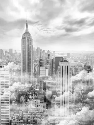 Черно-белое изображение Cityscape Манхэттена, нью-йорк, США Редакционное  Стоковое Изображение - изображение насчитывающей ново, небоскреб: 200553909